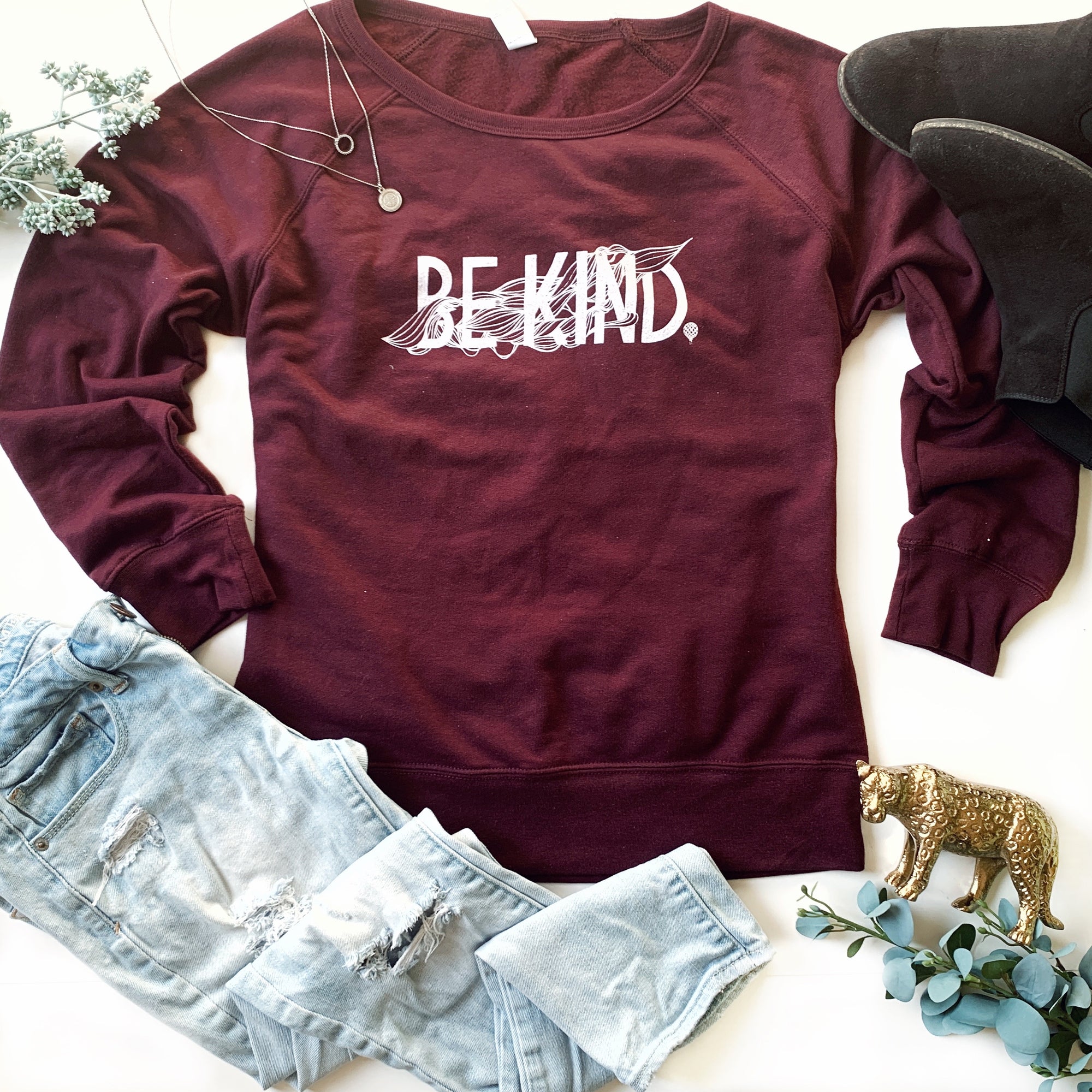 BE KIND | lightweight sweatshirt | maroon