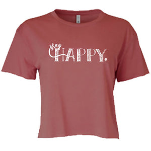 STAY HAPPY | women crop top | smoked paprika